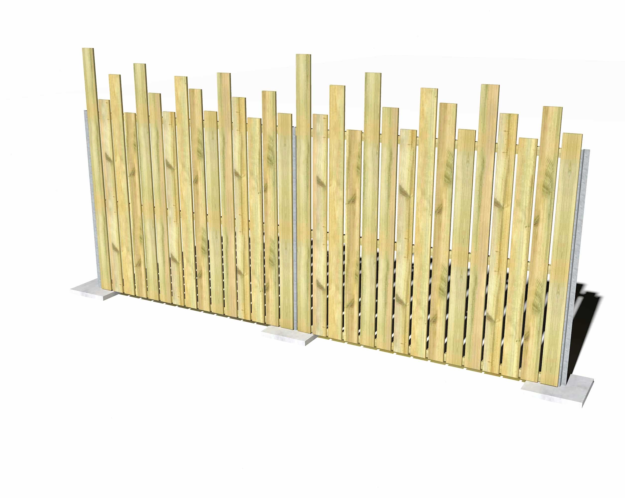 clôture en bois avec bardage bois aléatoire