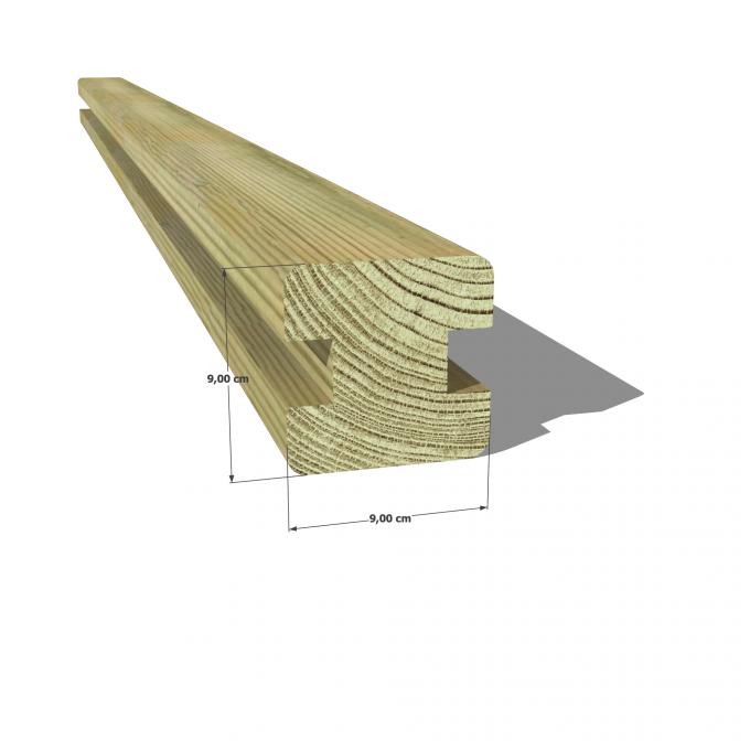 Poteau bois 90x90 H rainuré
