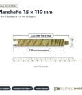 Planchette pin 15x110 emboîtable, autoclave vert : plan de section coté