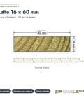 Latte autoclave 16x60 en pin sylvestre raboté : plan de section coté