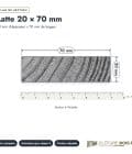 Latte autoclave grise 20x70 pour claustra et brise-vue : plan de section coté