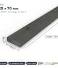 Latte noire 20x70 en pin sylvestre traité par trempage : pièce cotée et longueurs