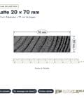 Latte noire 20x70 en pin sylvestre traité par trempage : plan de section coté