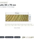 Latte autoclave 20x70 verte pour clôture ajourée : plan de section coté