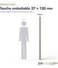 Planche emboîtable grise 27x130 pour clôture : longueurs à l’échelle
