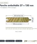 Lame de clôture 27x130 emboîtable en pin autoclave vert : plan de section coté