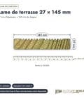 Lame de terrasse 27x145 en pin sylvestre autoclave vert : plan de section coté