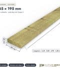 Madrier 45x195 en pin sylvestre raboté, autoclave vert : pièce cotée et longueurs