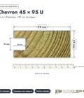 Profilé bois U 45x95 en pin sylvestre autoclave vert : plan de section coté