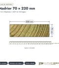 Madrier 70x220 en pin sylvestre raboté, autoclave vert : plan de section coté