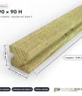 Poteau bois en H 90x90 rainuré pour clôture : pièce cotée et longueurs