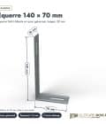 Équerre galvanisée 140x70 mm, largeur 30 mm, épaisseur 1,5 mm, à l'unité : piece cotee