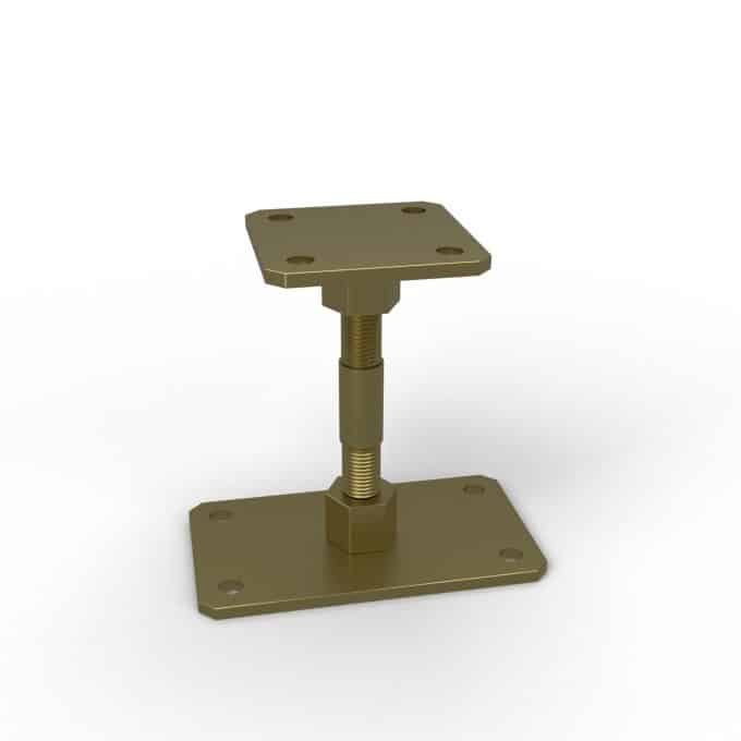 Pied de poteau réglable 90x90, platine 90x160 mm, hauteur 120 à 190 mm : piece