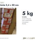 Pointes galvanisées 2,4x50 à tête plate, boîte de 5 kg ou sachet de 100 : boite ou ensemble