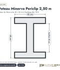 Poteau métallique clôture à feuillure 68x52 mm, longueur 2,50 m, RAL 7016 : piece cotee