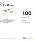 Vis à embase zinguée 6x80, 8x80 et 8x100, tête large, boîtes de 100 ou 50 : boite ou ensemble