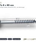 Vis à embase zinguée 6x80, 8x80 et 8x100, tête large, boîtes de 100 ou 50 : piece cotee