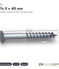 Vis BeFix 5x40 TX20 pour sabots et équerres, boîte de 250 : piece cotee