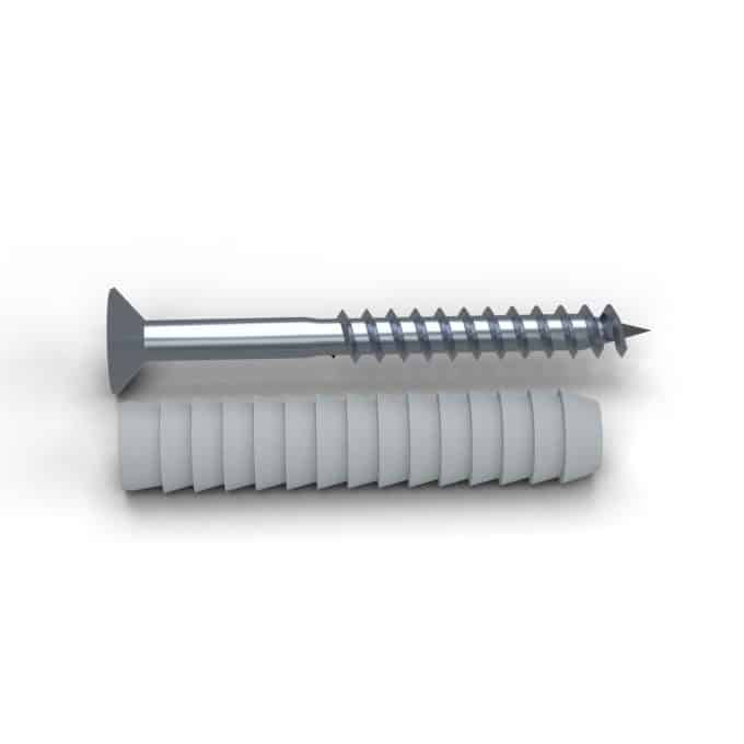 Vis et cheville 6x60 Torx T30, boîte de 200 vis et 200 chevilles nylon : piece