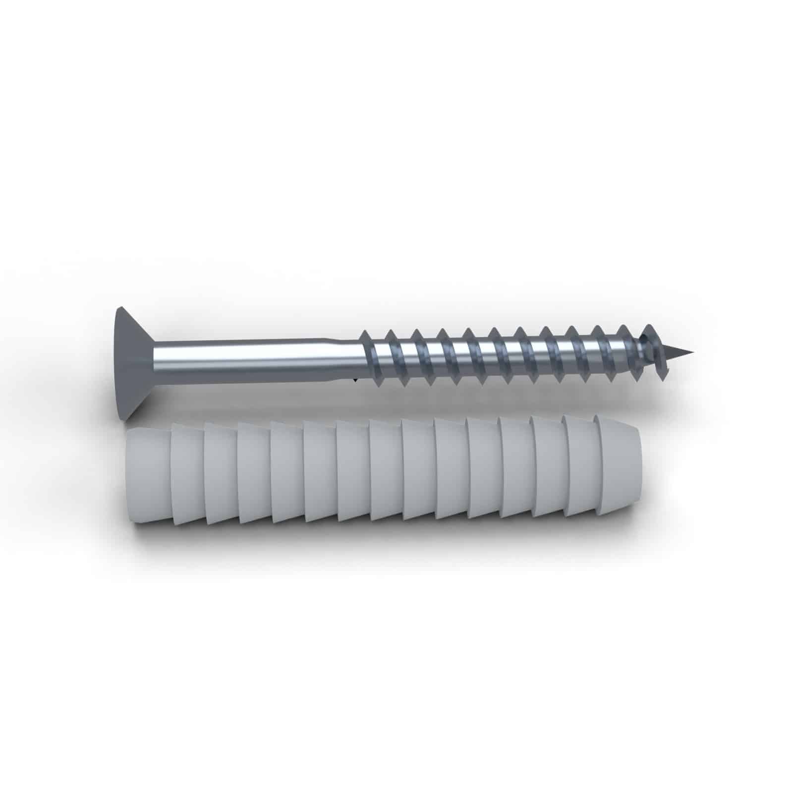 Vis et cheville 6x60 Torx T30, boîte de 200 vis et 200 chevilles nylon : piece