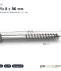 Vis bois dur 5x50 inox A2, tête réduite, double filet, boîte de 200 : piece cotee